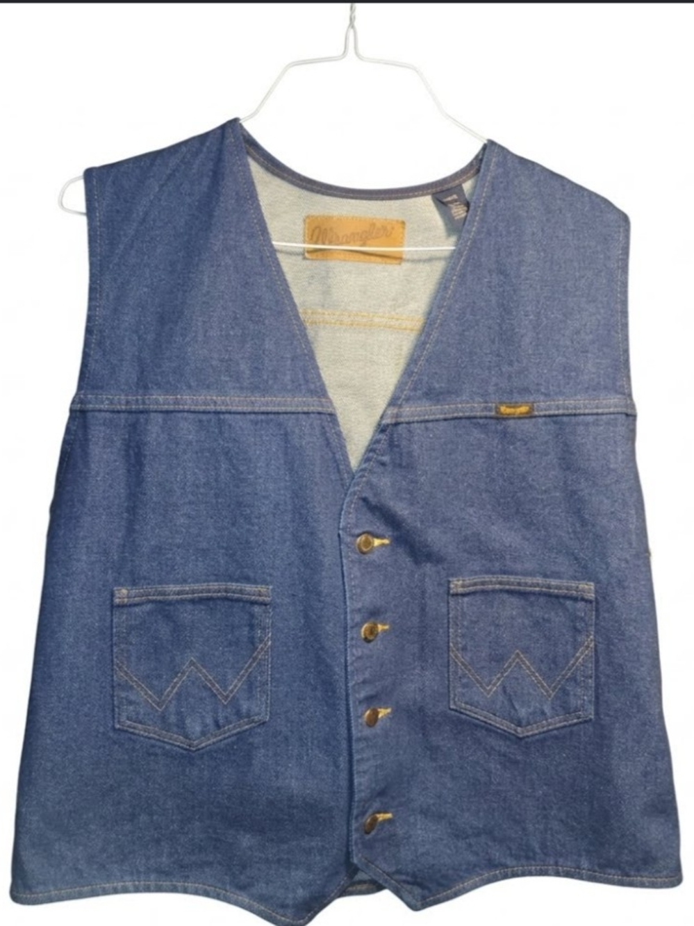 NWT Wrangler Men's Dark Blue Denim Vest with Front Pockets. Size XL
